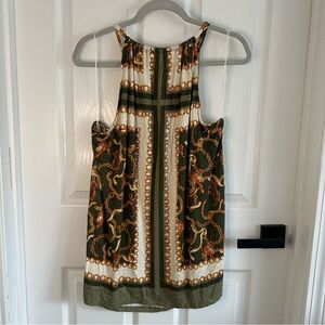 Rose & Olive Brown Tan Graphic Backless Tank Top